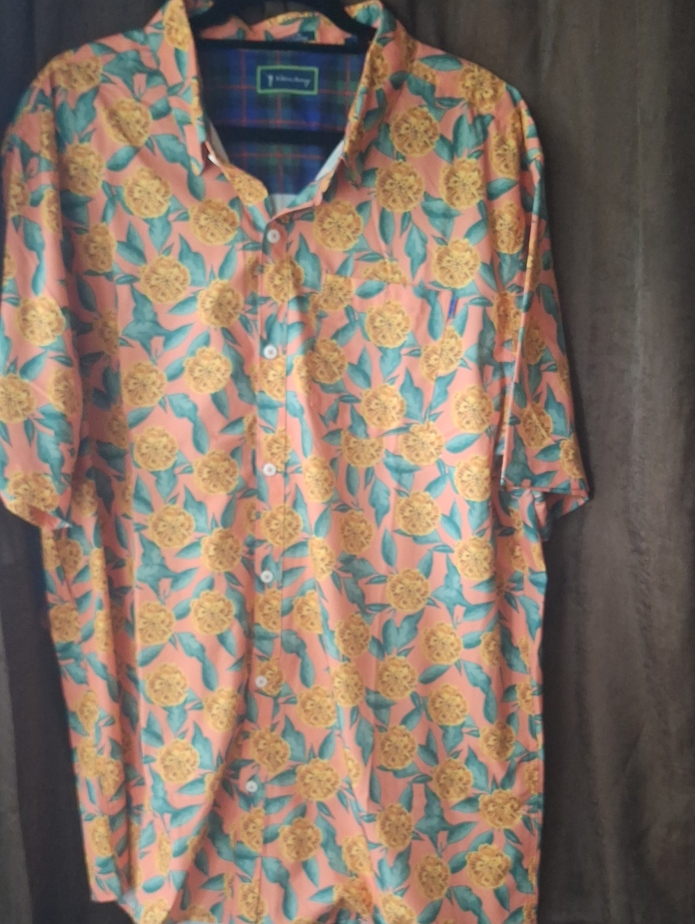 William Murray Golf Peach Floral Short-Sleeve Button-Down Shirt